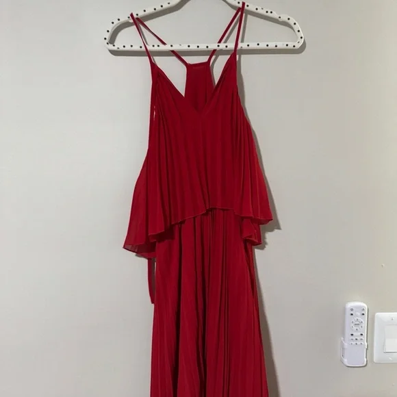 Petal & Pup Red Pleated Halter Maxi Dress - Picture 6 of 7